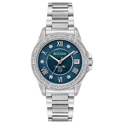 Bulova Marine Star Womens Silver Tone Stainless Steel Bracelet Watch 96r215 In Metallic