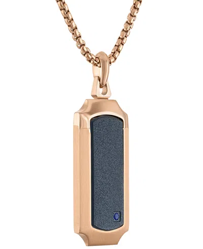 Bulova Men's 150th Anniversary Rose Gold-tone Stainless Steel Blue Sapphire Accent Dog Tag Pendant Necklace
