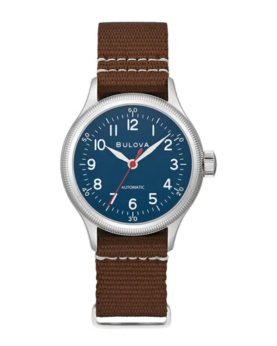 Bulova Military Hack A11 Mens Automatic Brown Strap Watch 96a282 In Multi
