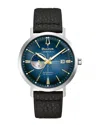 Bulova Aerojet Mens Automatic Black Leather Strap Watch 96b374