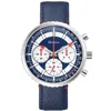 Bulova Men's Archive Series Chronograph C Blue Leather Strap Watch 46mm In Silver
