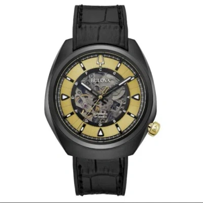 Pre-owned Bulova Men's Automatic Grammy Skeleton Dial Black 21 Jewels Watch 44.5mm 98a241