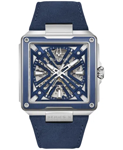 Bulova Marc Anthony Series X2 Leather Strap Watch, 41mm X 41mm In Blue