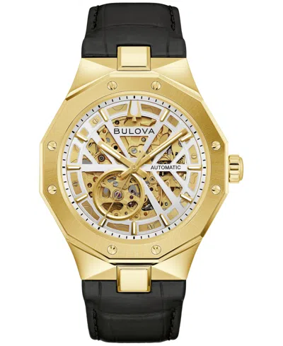 Bulova Automatic Prestige Leather Strap Watch, 42mm In Black