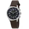 Bulova A-15 Pilot Automatic Leather Mens Watch In Black