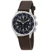 Bulova A-15 Pilot Automatic Leather Mens Watch In Black