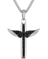 Bulova Marc Anthony Men's Black Diamond Angel Wing Pendant Necklace (1/2 Ct. T.w.) In Sterling Silver-plate In No Color