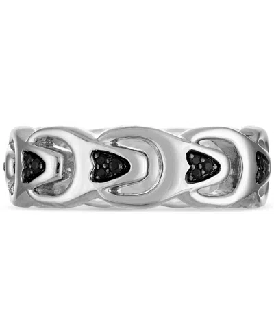 Bulova Marc Anthony Men's Black Diamond Chain Link Motif Ring (1/5 Ct. T.w.) In Sterling Silver-plate, Bvr1 In No Color