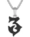 Bulova Marc Anthony Men's Black Diamond Number 3 Pendant Necklace (1/3 Ct. T.w.) In Sterling Silver-plate, In No Color