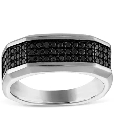Bulova Marc Anthony Men's Black Diamond Octagon Cluster Ring (3/4 Ct. T.w.) In Sterling Silver-plate, Bvr10 In No Color