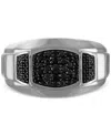 Bulova Marc Anthony Men's Black Diamond Triple Cluster Ring (1/2 Ct. T.w.) In Sterling Silver-plate, Bvr102 In No Color