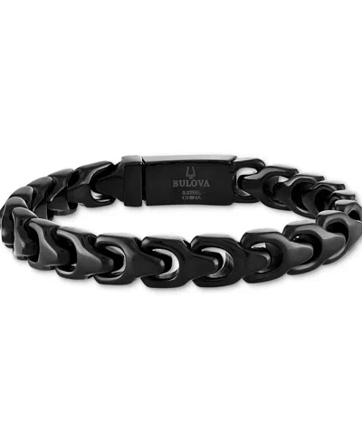 BULOVA MEN'S BLACK-TONE STAINLESS STEEL LINK BRACELET