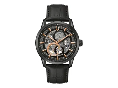 Pre-owned Bulova Men's  Sutton Skeleton Dial 98a283 Watch In Stainless Steel In Silver