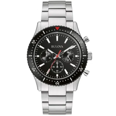 Bulova Men's Chronograph Black Dial Watch In Metallic