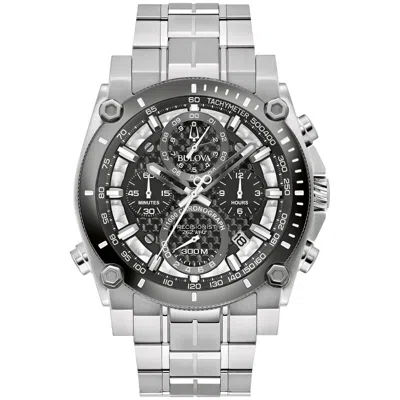 Pre-owned Bulova Men's Chronograph Calendar Precisionist Quartz Silver Watch 46 Mm 98b405