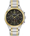 Bulova Mens Chronograph Diamond Accent Two Tone Stainless Steel Bracelet Watch 98a301 In Two-tone