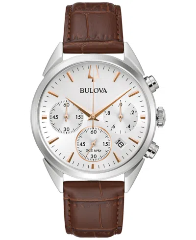 Bulova Men's Chronograph High Precision Brown Leather Strap Watch 42mm In No Color