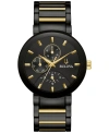 Bulova Mens Chronograph Two Tone Stainless Steel Bracelet Watch 98c149 In Black