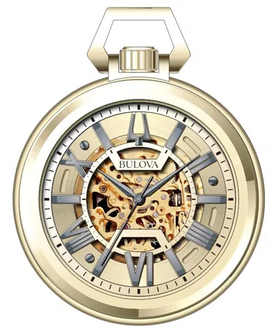 Pre-owned Bulova Men's Classic Automatic Skeleton Gold Stainless Steel Watch 50 Mm 97a178