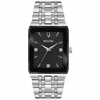 Bulova Quadra Mens Silver Tone Stainless Steel Bracelet Watch 96d145 In Black