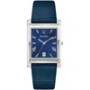 Bulova Mens Blue Leather Strap Watch 96b442 In Blue