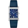 Bulova Mens Blue Leather Strap Watch 96b442 In Blue