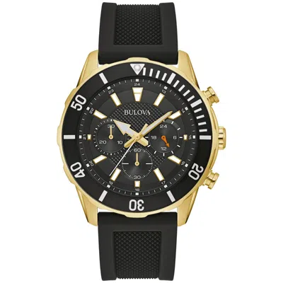 Pre-owned Bulova Men's Classic Chronograph Luminous Quartz Black Watch 44 Mm 98a270