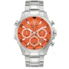 Bulova Marine Star Series B Mens Chronograph Silver Tone Stainless Steel Bracelet Watch 96b395 In Orange