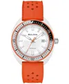 Bulova Men's Snorkel Orange Hnbr Rubber Strap Watch 41mm In Orange