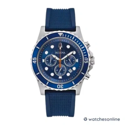 Pre-owned Bulova Men's Classic Quartz Chronograph Calendar Blue Watch 44mm 96k108