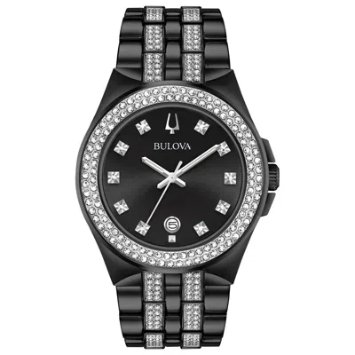 Bulova Men's Crystal Black Dial Watch