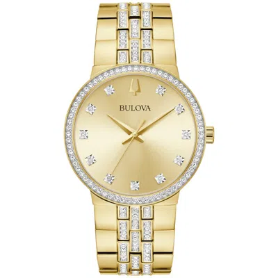 Pre-owned Bulova Men's Crystal Collection Quartz Gold Stainless Steel Watch 40 Mm 98k113