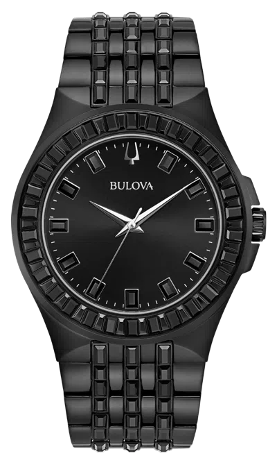 Pre-owned Bulova Men's Crystal Phantom Black Stainless Steel Watch-98a240 - Msrp $595