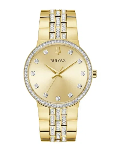 Bulova Men's Crystal Watch In Gold