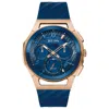 Bulova Marc Anthony Mens Blue Leather Strap Watch 97a185 In Blue