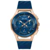 Bulova Marc Anthony Mens Blue Leather Strap Watch 97a185 In Blue