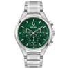 Bulova Men's Chronograph Curv Stainless Steel Bracelet Watch 44mm In Silver