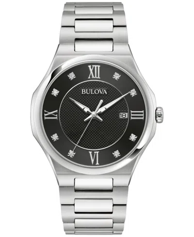 Bulova Men's Diamond Accent Stainless Steel Bracelet Watch 41mm In No Color
