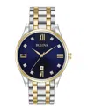 Bulova Classic Mens Two Tone Stainless Steel Bracelet Watch 98d130