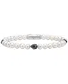Bulova Marc Anthony Men's Freshwater Pearl & Lion Beaded Bracelet In Sterling Silver-plate, Bvb1161-wswprl In No Color