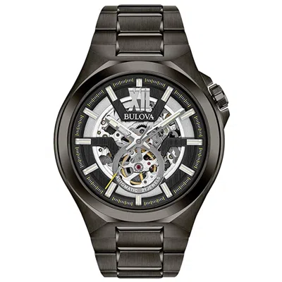 Bulova Maquina Mens Automatic Gray Bracelet Watch 98a179 In Black