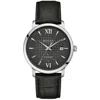 Bulova Automatic Mens Automatic Black Leather Strap Watch 96b441 In Black
