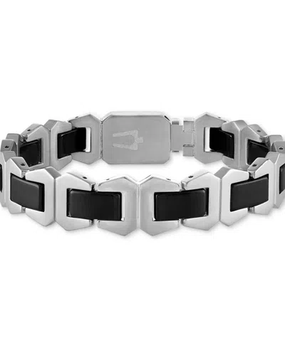 Bulova Men's Icon Black Ceramic Bracelet In Stainless Steel In Na