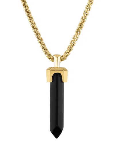 Bulova Men's Icon Black Onyx Pendant Necklace In 14k Gold-plated Sterling Silver, 24" + 2" Extender In Na