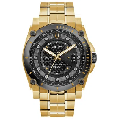 Pre-owned Bulova Men's Icon Calendar Diamond Accent Precisionist Gold Watch 46mm 98d156