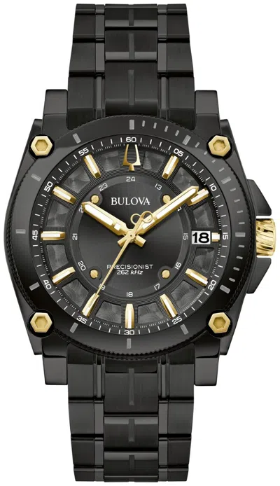 Pre-owned Bulova Men's Icon Calendar Precisionist Luminous Quartz Black Watch 40 Mm 98b408