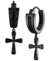 Bulova Men's Icon Diamond (1/6 Ct. T.w.) Cross Drop Earrings In Black-plated Sterling Silver In Na