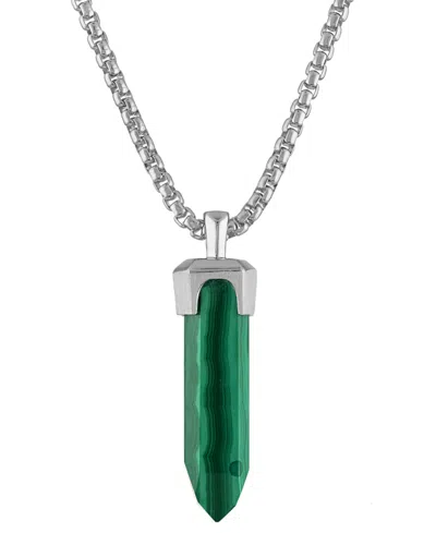 Bulova Men's Icon Malachite Pendant Necklace In Sterling Silver, 24" + 2" Extender In Na