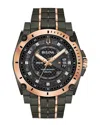 Bulova Men's Precisionist Champlain Diamond-accent Gray & Rose Gold-tone Stainless Steel Bracelet Watch 46. In Black