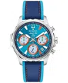 Bulova Men's Limited Edition Two-tone Leather And Silicone Strap Watch, 43mm In Blue